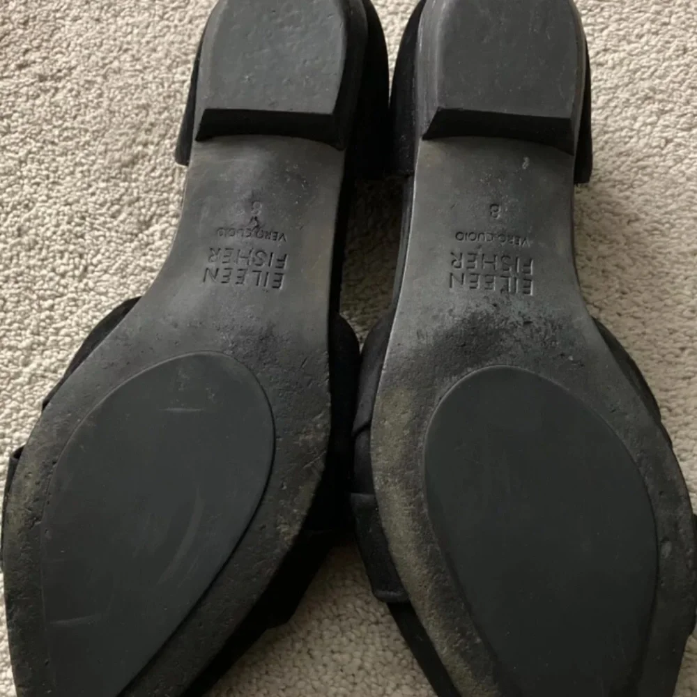 Eileen Fisher Flats Black Leather Women's Size 8‎